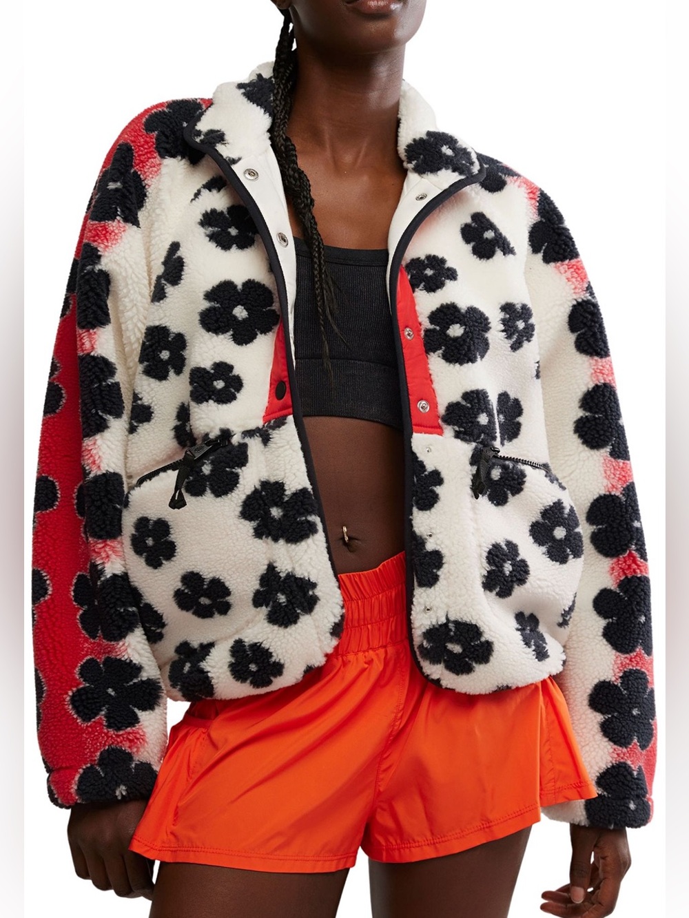 Free People Movement By Free People Rocky Ridge Jacket Graphic Daisy Combo NEW